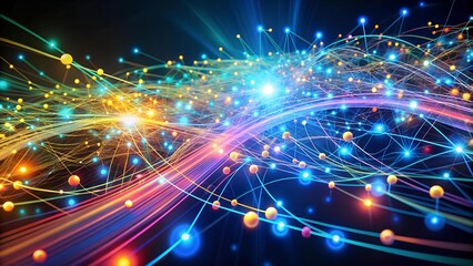 Data Streams Flowing Through a Complex Network  AI generated