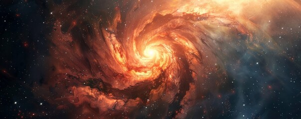 Galaxy with spiral arms and dark core, 4K hyperrealistic photo