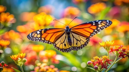 Fototapeta premium Monarch Majesty: A Symphony of Orange and Black AI Generated