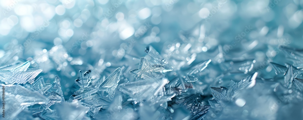 Poster Frozen Ice Crystals Texture Background, 4K hyperrealistic photo