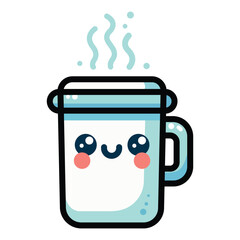 Christmas kawaii hot drink cup flat icon