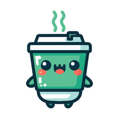 Christmas kawaii hot drink cup flat icon