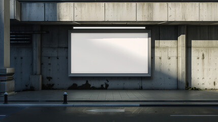 Obraz premium A modern billboard in a minimalist urban environment, featuring a sleek, futuristic car design, centered with a neutral background