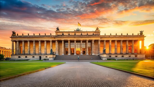 The Altes Museum in the Golden Hour: A Symphony of Light and Stone  generative AI