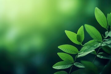 Modern close up of leaves on blurred green background. Premium background for banners or posters with generative ai