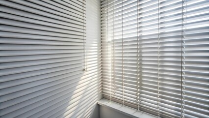 Sunlight Streaming Through White Venetian Blinds: A Tapestry of Light and Shadow  Generative AI