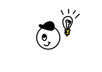 顔とテキスト　ひらめき