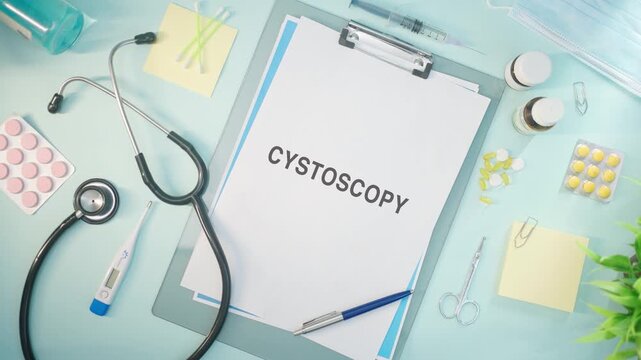 CYSTOSCOPY WRITTEN ON MEDICAL PAPER