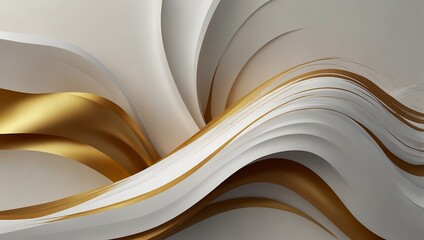 abstract curved lines and golden light gradient on white background