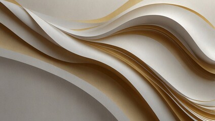 abstract curved lines and golden light gradient on white background