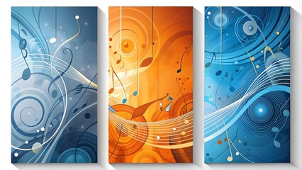 Modern and Industrial Design Elements Intertwine in a Three-Panel Abstract Wall Art Piece  AI generated