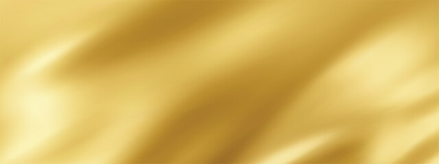 Close-up texture of natural gold silk. Light Golden fabric smooth texture surface background. Smooth elegant gold silk in Sepia toned. Texture, background, pattern, template. 3D vector illustration.