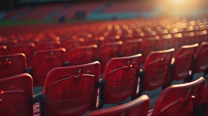 Obraz premium Empty Stadium Seats in Golden Hour