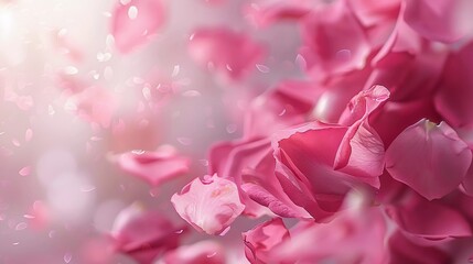 Rose Petal Cascade, graceful movement of falling rose petals in shades of pink