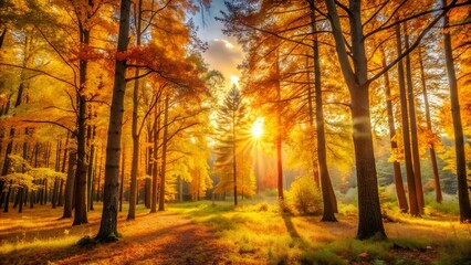 Whispers of Autumn: A Golden Canopy of Trees  AI generated