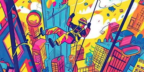 High-Rise Window Cleaners at Work
