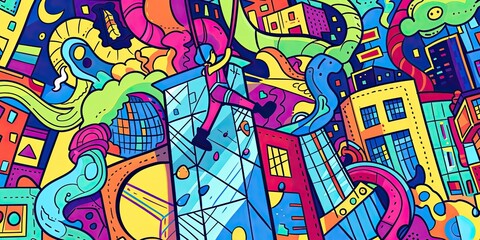 Fototapeta premium High-Rise Window Cleaners at Work