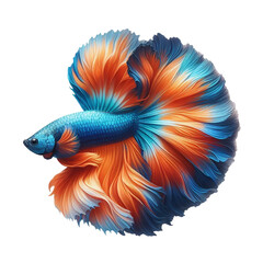 Fototapeta premium Vibrant Orange and Blue Betta Fish