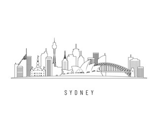 Fototapeta premium Detailed Sydney skyline vector illustration. Sydney buildings in line art style, perfect for modern designs.