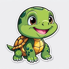 Fototapeta premium Cute Cartoon Turtle with Big Smile.