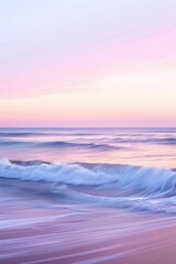 Obraz premium Abstract background wallpaper, gradients,purple and pink, tranquil ocean landscape blending soft purple and pink hues, reflecting a peaceful twilight sky in a dreamy and ethereal water