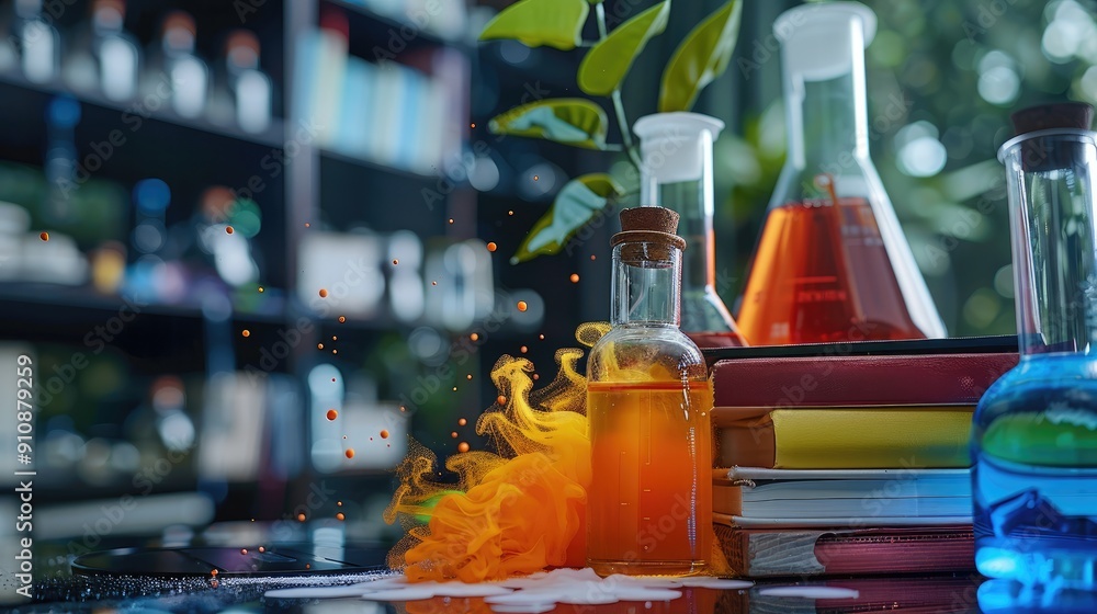 Aufkleber A science experiment books with hands-on activities. Generative AI.