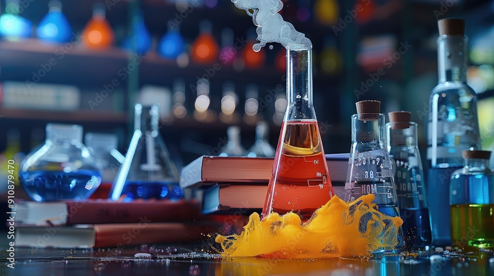 Aufkleber A science experiment books with hands-on activities. Generative AI.