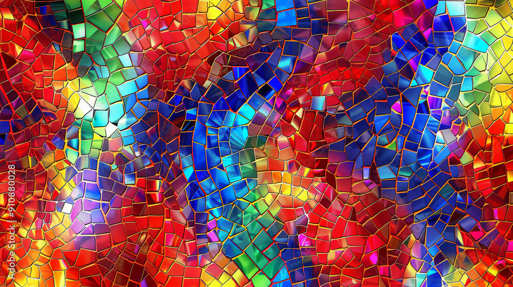 Aufkleber Colorful and textured abstract background with irregular mosaic tiles creating a vibrant surface