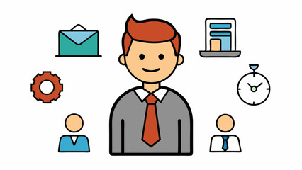 stick figure business man icon set vector illustration