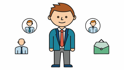 stick figure business man icon set vector illustration