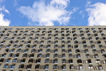 New residential building with boxes for air conditioners. House development, high-rise construction