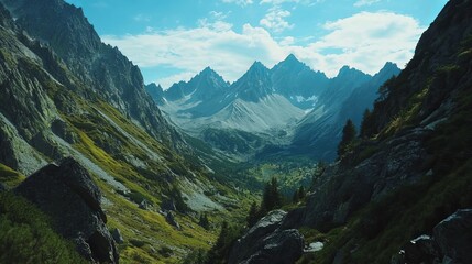 Naklejka premium The Tatra Mountains in Poland, Europe, present a tranquil summer view within the National Tatra Park.