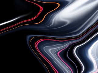 Light concept, glowing curved lines on black background. Futuristic technology abstract background with lines.