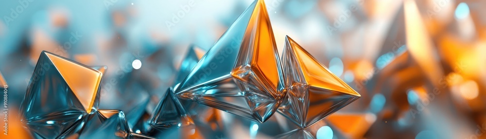 Poster 3d geometric triangles forming a complex pattern, sharp and dynamic