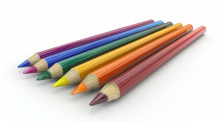 Fototapeta premium Colored pencils, 3D illustration, realistic, isolated on white background