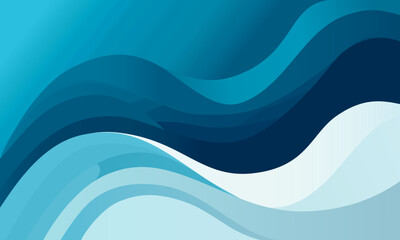 Liquid background with blue waves. Abstract blue waves, sea, sky with clouds. Wavy banners. Colorful geometric shape.