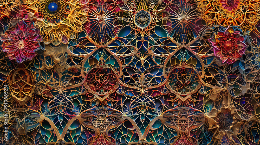 Poster vibrant and detailed floral pattern creates a unique abstract backdrop design