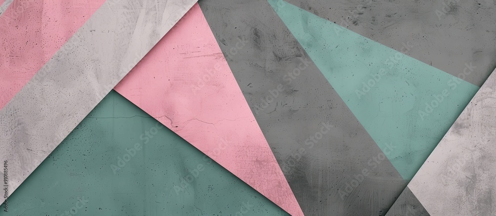 Poster minimal geometric shapes and lines in pastel pink gray and green colors creating an abstract texture
