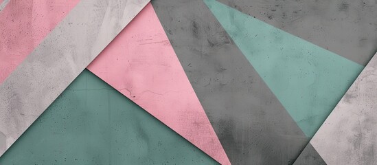 Fototapeta premium Minimal geometric shapes and lines in pastel pink gray and green colors creating an abstract textured background with copy space image