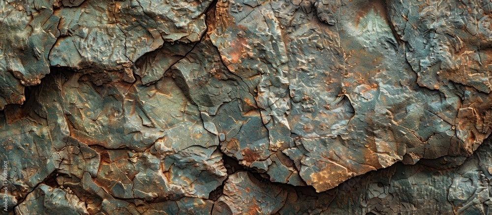 Wall mural macro photograph of a chilly rough rock surface with ample copy space image