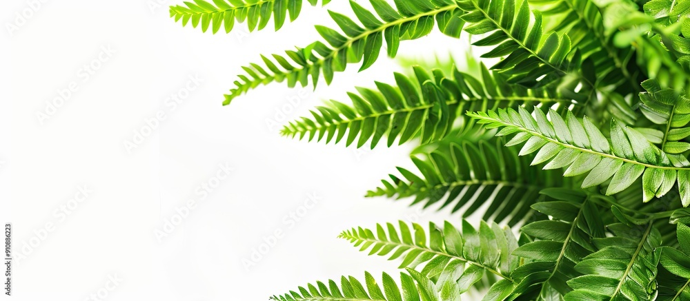 Fototapete macro image of a vibrant fern with flawless leaves against a blank background for copy space image