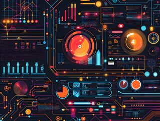 Futuristic Digital Data Visualization Infographic Abstract Background