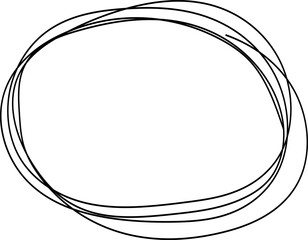 Circle frame hand drawn doodle scribble round circles for message note mark. Highlight oval marker border thin line