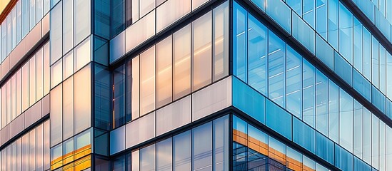 Modern building facade with contemporary architecture features a sleek design with clean lines and glass elements Ideal for a copy space image