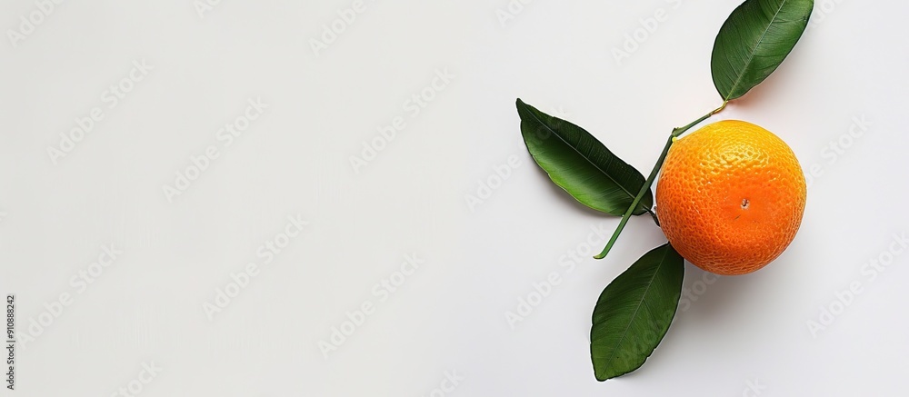 Poster A ripe mandarin fruit displayed on a white backdrop with ample copy space image