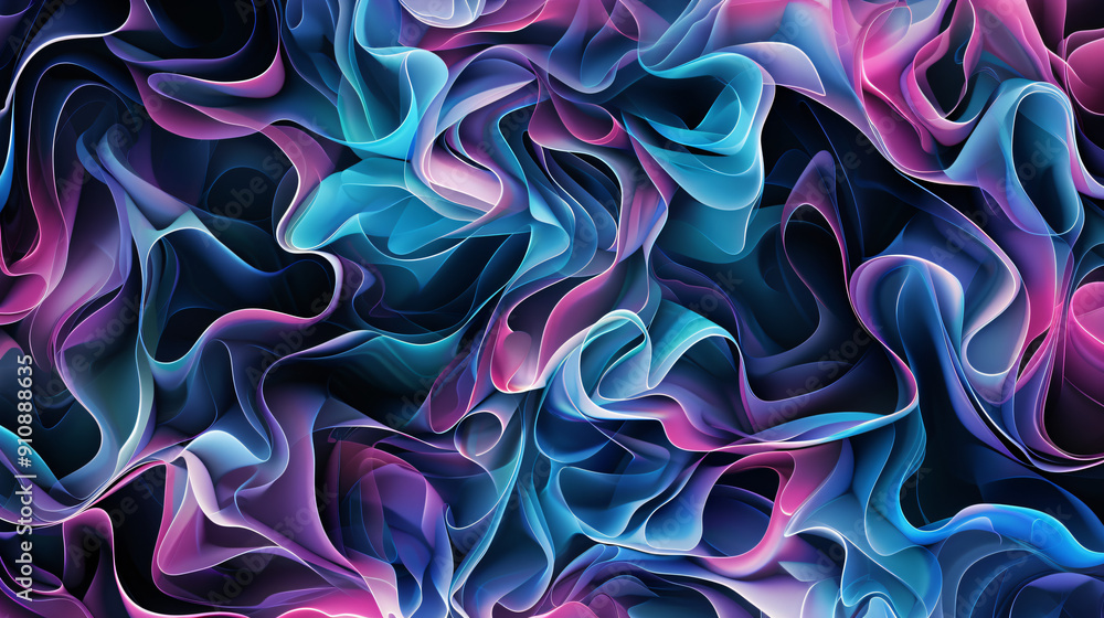 Poster organic pattern of flowing colorful lines creating an abstract background