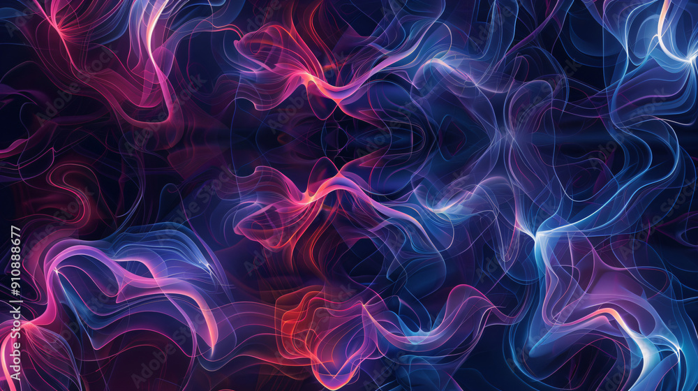 Poster abstract background with flowing energy waves and lines, creating a digital dreamscape