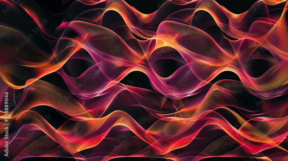 Aufkleber vibrant and dynamic design: colorful wavy lines in abstract background