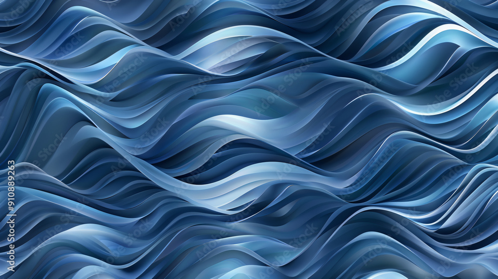 Aufkleber Blue gradient abstract background with a wavy pattern, ideal for adding a modern touch of elegance to websites, presentations, or any project