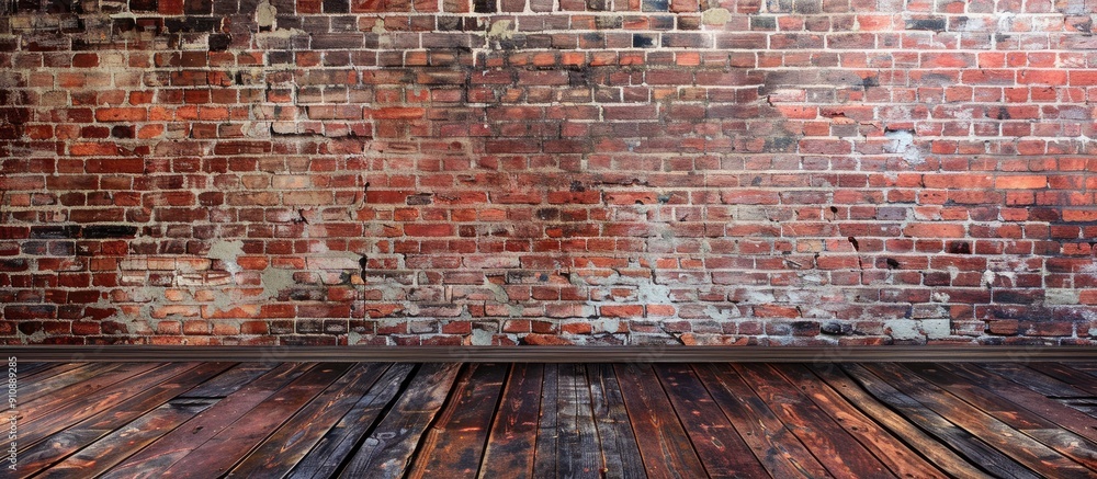 Poster copy space image of an empty red brick wall for background texture